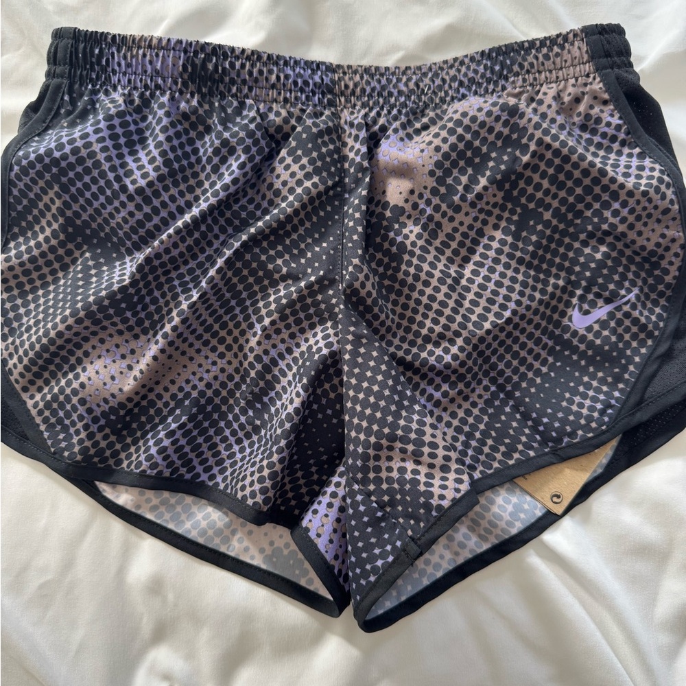 Nike Kids Dotted Black and Purple Athletic Shorts